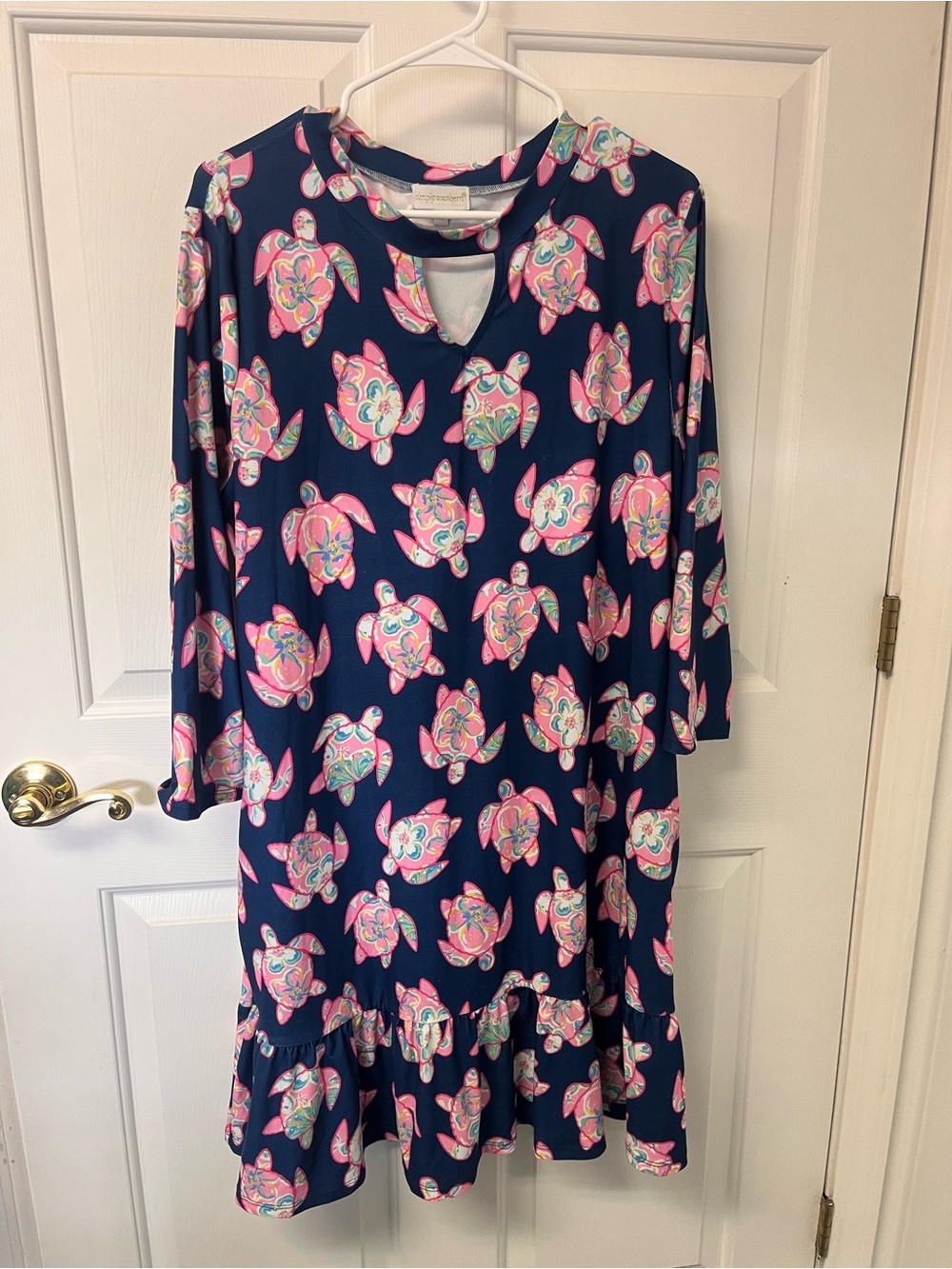 Simply Southern Navy Dress with Pink & Aqua Turtle